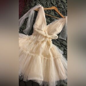 MABLE Cream Dress With Pearls